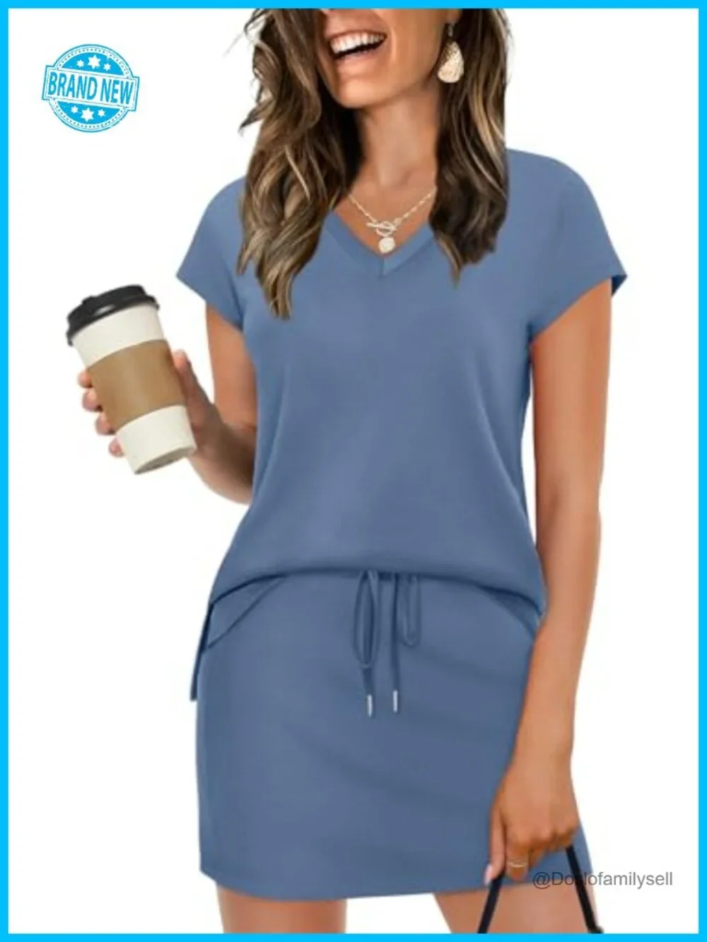 Two Piece Athletic Skirt Set with Cap Sleeve Top, Built-in Shorts